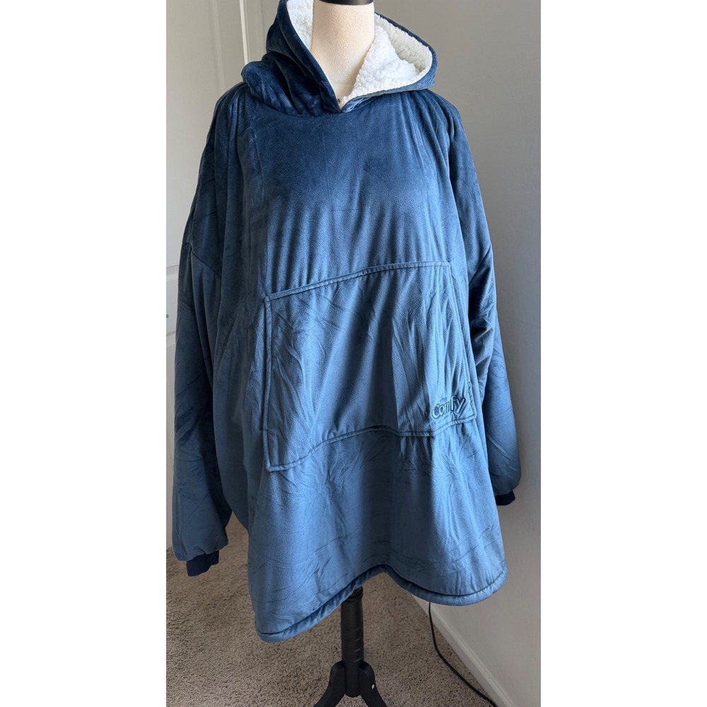 NWOT The Comfy Wearable Blanket Hoodie OS Navy Blue Sherpa Lined Plush OSFM